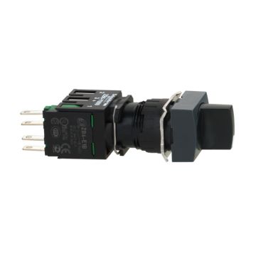 Selector diámetro 16 maneta negro 1 na 2 fijas cuadrada