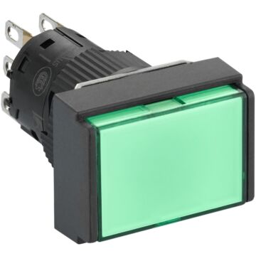 Pulsador luminoso rectangular verde ø16 - 1nanc - 24v