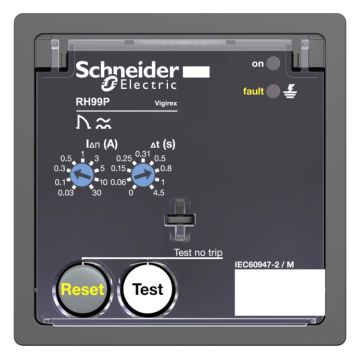 Residual current monitoring relay, vigirex rh99p, 30 ma to 30 a, 220 vac to 240 vac 50/60 hz, automatic reset