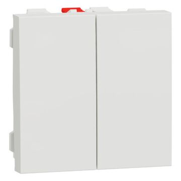 2 new unica, conmutador , 1 polo, 2 vías, 10ax, 2 módulos, conexión rápida, sin tratar, ip4x, polar