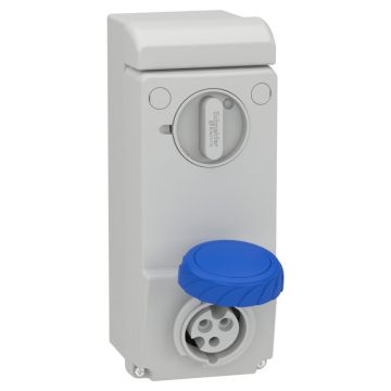 Unika interlocked socket - 16 a - 2p + e - 200...250 v ac - ip65 - wall