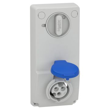 Unika interlocked socket - 16 a - 2p + e - 200...250 v ac - ip44 - panel