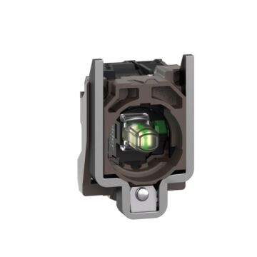 Conjunto completo de cuerpo/contacto y bloque luminoso, harmony xb4, metálico, blanco, led universal, cuerpo/anillo de fijación, 1no, 230...240v ac