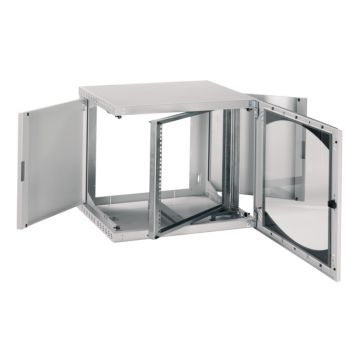 Wall-mounted open box 9u w600 d500 swing 19 glazed door r7035