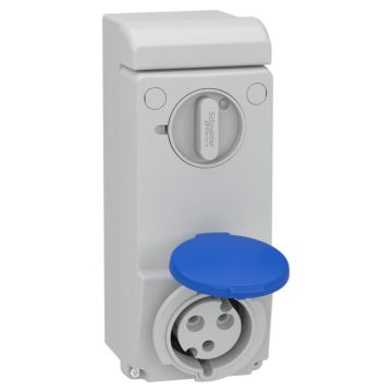 Unika interlocked socket - 32 a - 2p + e - 200...250 v ac - ip44 - wall