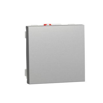 Pulsador 2 módulos símbolo luz aluminio