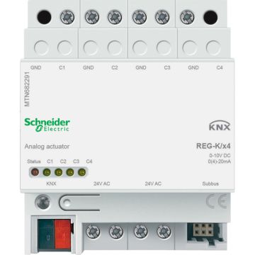 Knx - actuador analógico carril din 4 canales