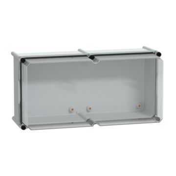 Pls box, polyester rear, transparent pc cover ip65 27x54x23cm ((*))