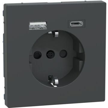 Schuko doble usb a+c dlife antracita 3ma