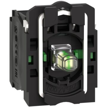 Conjunto completo de cuerpo/contacto y bloque luminoso, harmony xb5, plástico, blanco, led universal, cuerpo/anillo de fijación, 2no, 24v ac/dc