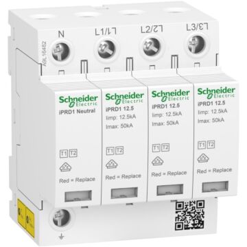 Limitador de sobrtensiones transitorias tipo 1+2; acti9 iprd1; 3p+n; 12;5r; 350v