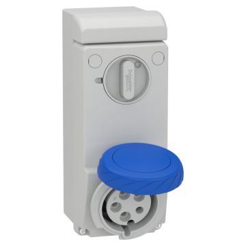 Unika interlocked socket - 32 a - 2p + e - 200...250 v ac - ip65 - wall