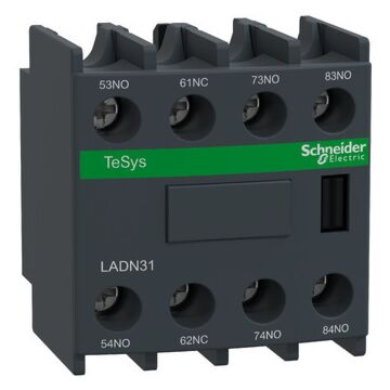 Bloque de contactos auxiliar, tesys deca, 3no + 1nc, montaje frontal, terminales de abrazadera de tornillo