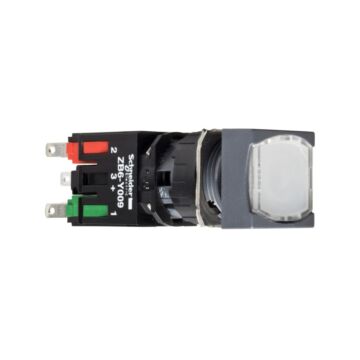 Pulsador luminoso cuadrado blanco ø 16 - 1na+1nc - 24v