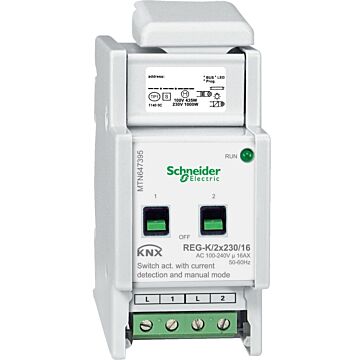 Knx - actuador binario carril din 2 canales 230 v 16 a con det corriente