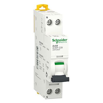 Interruptor magnetotérmico, acti9 ic40f, 1p+n, 20a, curva c, 6ka