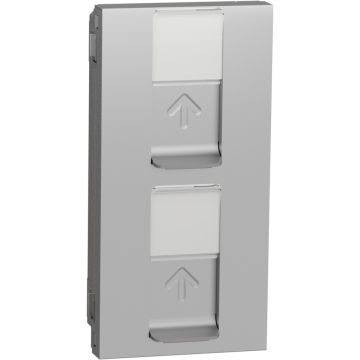 New unica system +, tapa doble rj45 keystone aluminio