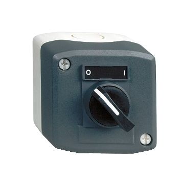 Estación de control, plástico, tapa gris oscuro, 1 selector, maneta estándar ø 22, 1 na