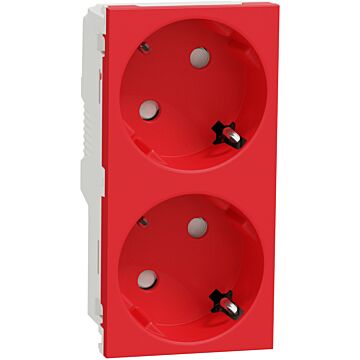 New unica system - schuko doble rojo sólo con tornillos