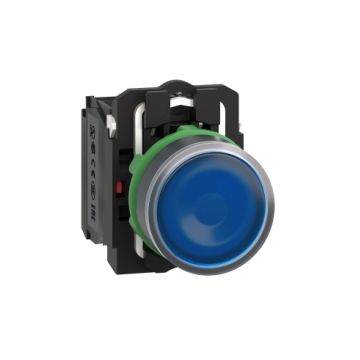 Pulsador  luminoso  led 24v na+nc azul