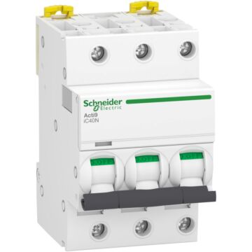 Magnetotérmico, acti9 ic40n, 3p, 10 a, c curva, 6000 a (iec 60898-1), 10 ka (iec 60947-2)