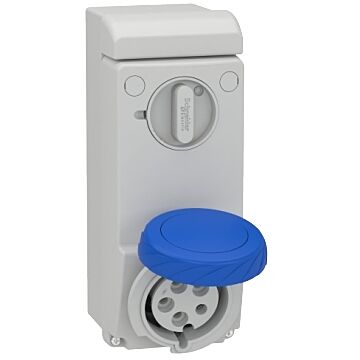 Unika interlocked socket - 32 a - 2p + e - 200...250 v ac - ip65 - wall