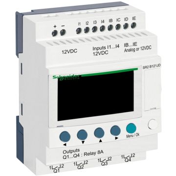 Relé programable compacto zelio logic - 12 e s - 12 v cc - reloj - pantalla