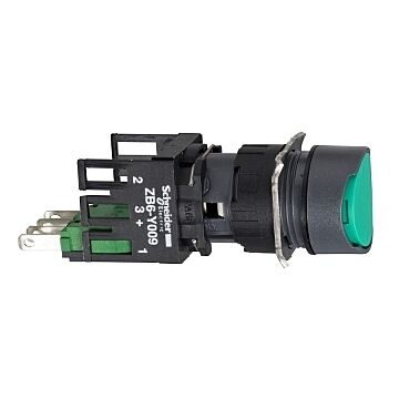 Botón verde flush completo ø16 retorno por muelle 1 na + 1 nc sin marcar