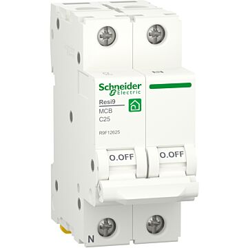 Interruptor magnetotérmico; resi9; 1p+n; 25 a; 6000 a; 230 v