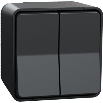 Mureva styl doble conmutador estanco completo para instalación superficie gris