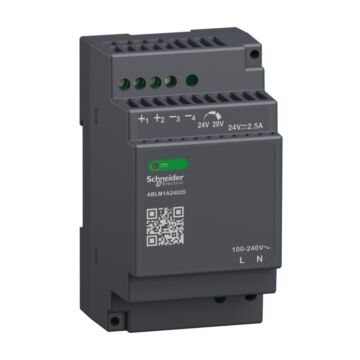 Fuente de alimentación regulada, 100-240v ac, 24v 2.5 a, monofásica, modular