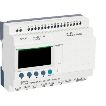 Relé programable modular zelio logic - 26 e s - 12 v cc - reloj - pantalla