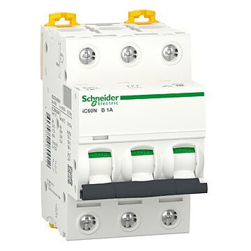 Magnetotérmico, acti9 ic60n, 3p, 1 a, b curva, 6000 a (iec 60898-1), 50 ka (iec 60947-2)