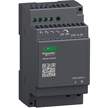 Fuente de alimentación regulada, 100-240v ac, 24v 2.5 a, monofásica, modular