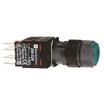 Pulsador luminoso circular verde ø 16 - 1na+1nc - 24v