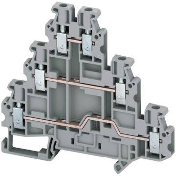 Screw terminal, 3 levels, 6 points, 2,5mm², grey