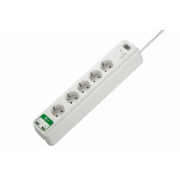 Essential surgearrest de apc, 5 salidas con 5 v; 2,4 a, cargador de 2 puertos usb, 230 v
