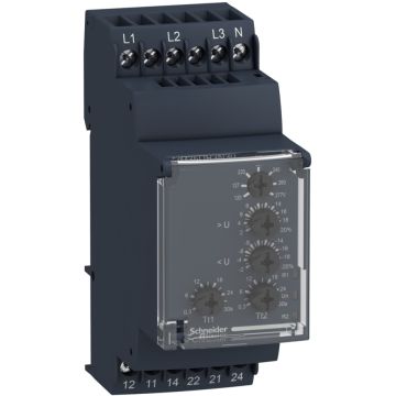 Zelio control - relé de control de tensión trifásico modular, 5 a, 2 nanc, 120...277 v ca