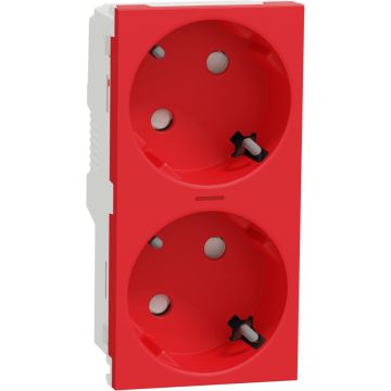 New unica system +, schuko doble rojo con piloto (raptor)