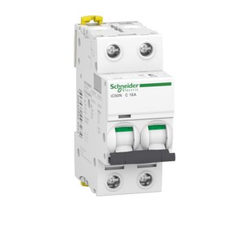 Interruptor magnetotérmico; acti9 ic60n; 2p; 16 a; curva c; 6000 a/10 ka