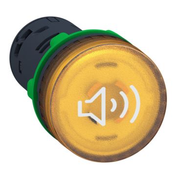 Zumbador luminoso  amarillo  continuo o intermitente 24v ac/dc