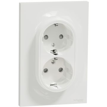 Base schuko doble odace blanco
