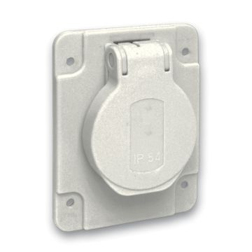 Pratika socket - grey - 2p + e - 10/16 a - 250 v - german - ip54 - flush - back