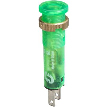 Luz piloto ø8 - ip40/ip65 - verde - led cubierto incluido - 24v - rápidoon