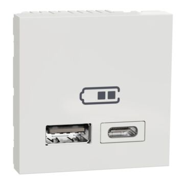 New unica - 2 cargadores usb 2,4 a - tipo a y c - blanco