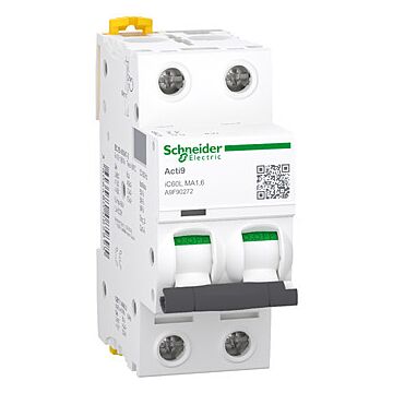 Magnetotérmico, acti9 ic60l, 2p, 1.6 a, ma curva, 15000 a (iec 60898-1), 20 ka (iec 60947-2)