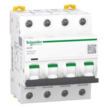 Interruptor magnetotérmico; acti9 ic60n; 4p; 63 a; curva c; 6000 a/10 ka