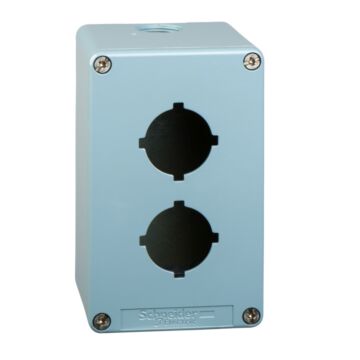 Caja metálica vacía con 2 taladros