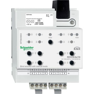 Knx - actuador de persiana carril din 4 canales 230 v 10 a con acc. manual