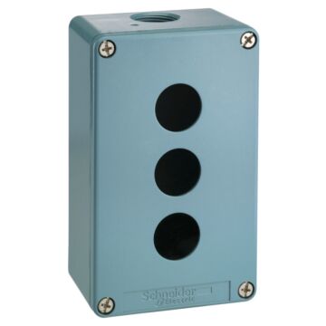Caja metálica ip65 3 taladros diámetro 22,2 profundidad 40mm azul